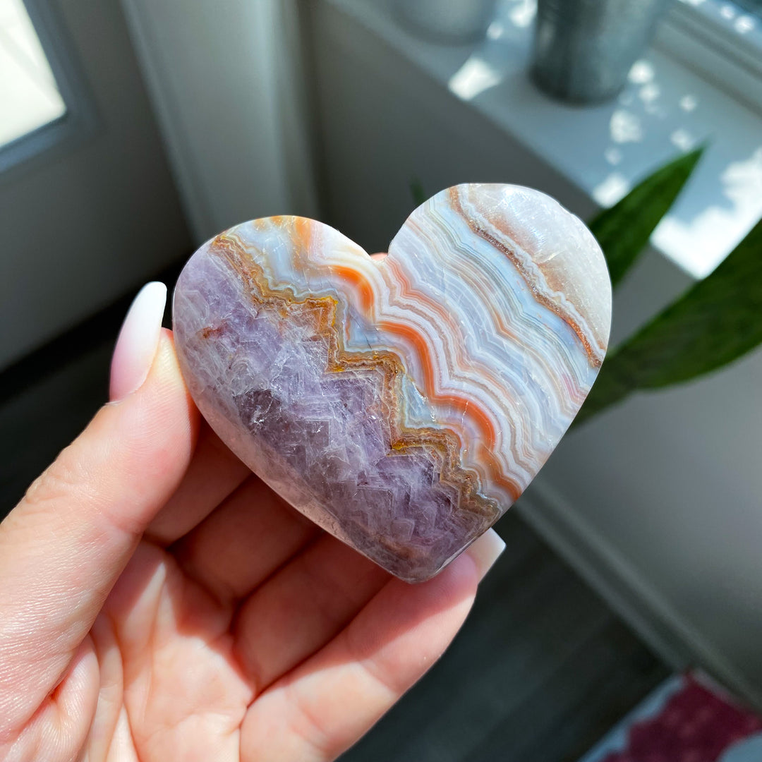 Unique Amethyst and Agate Heart 