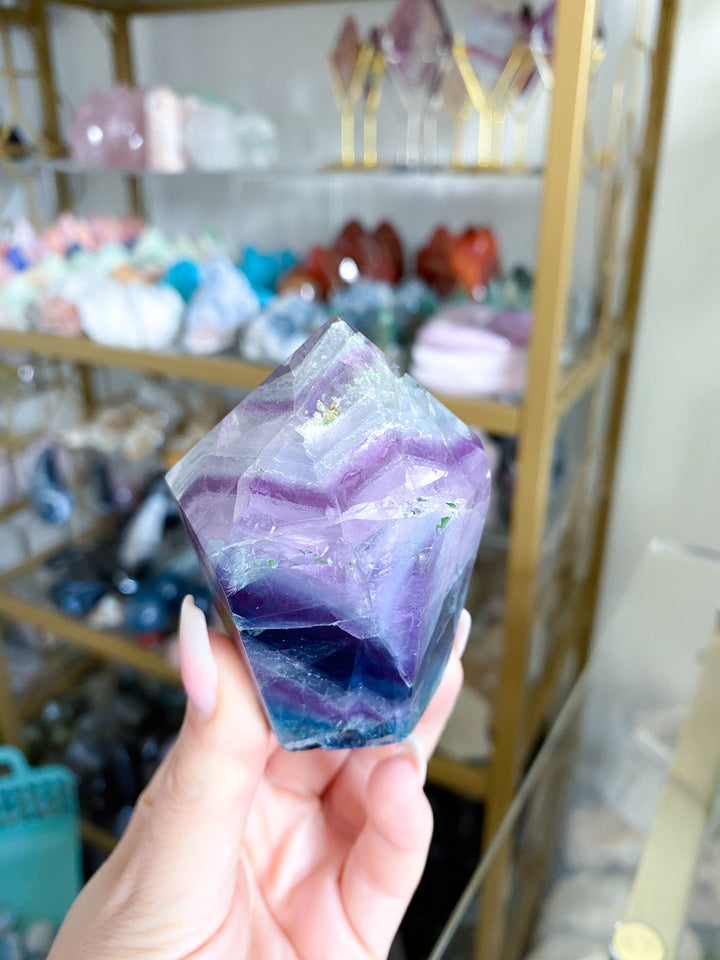 Large Polished Rainbow Fluorite Point #30