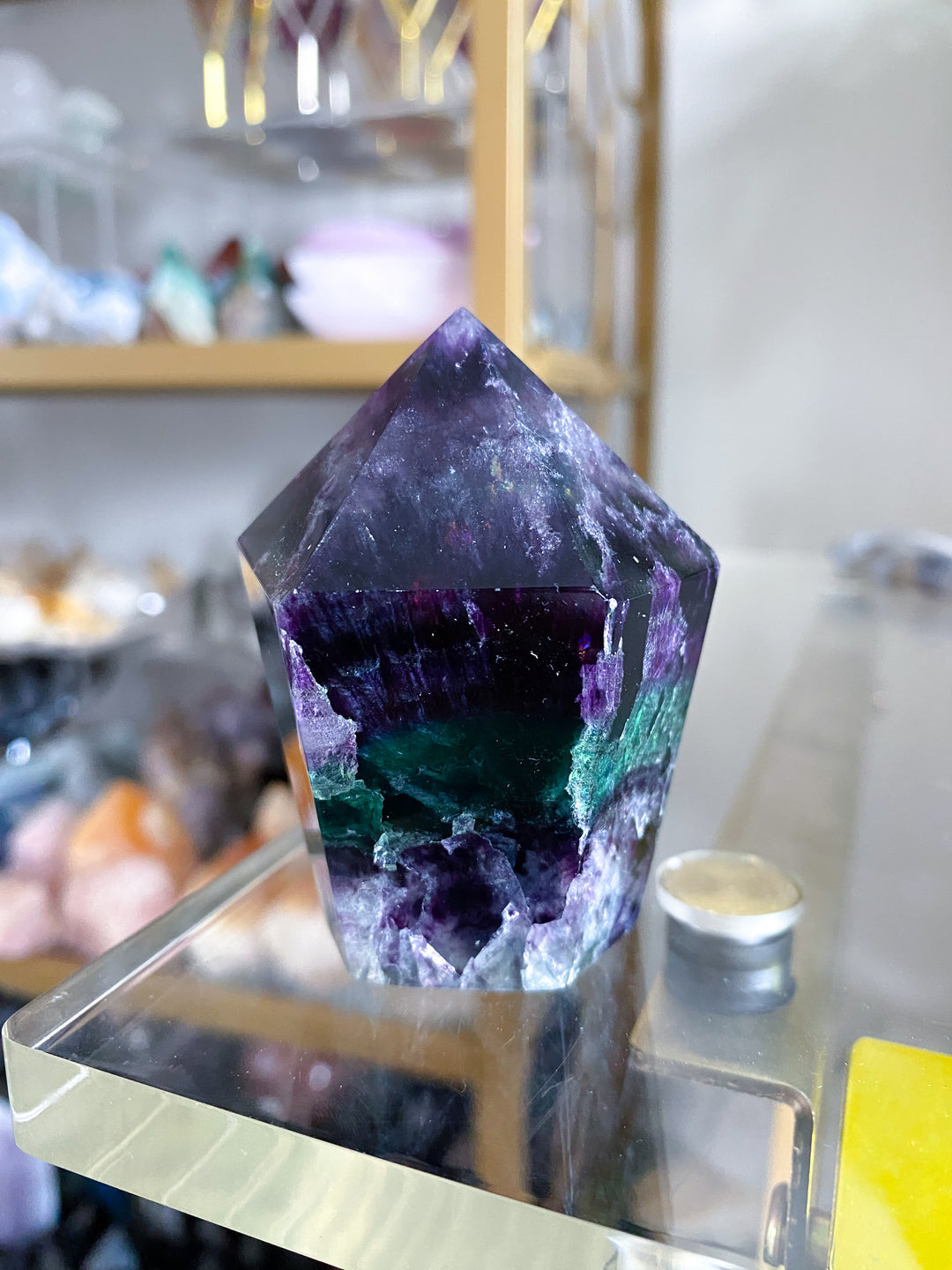 Green and Purple Fluorite Point #6