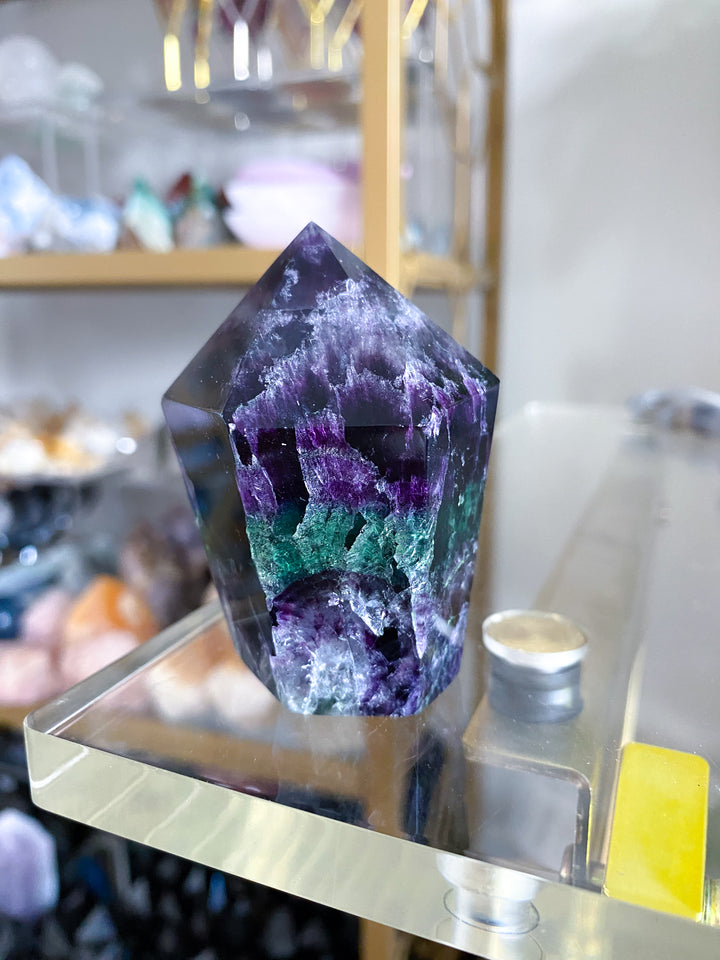 Green and Purple Fluorite Point #6
