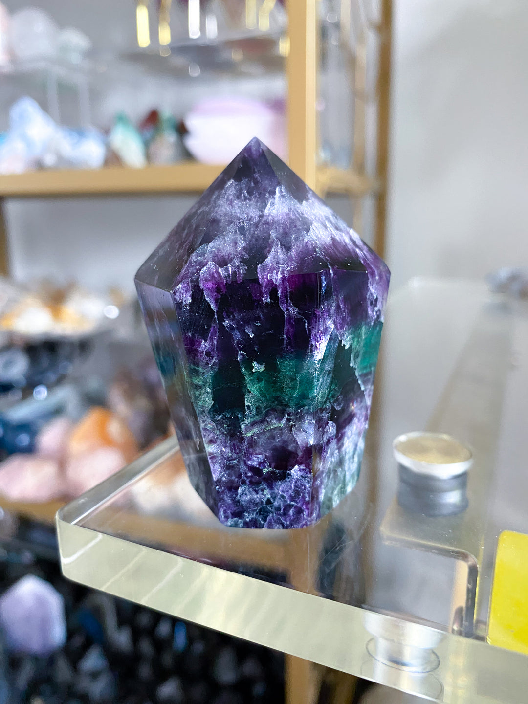 Green and Purple Fluorite Point #6