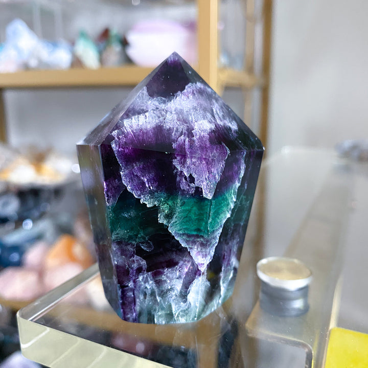 Green and Purple Fluorite Point #6