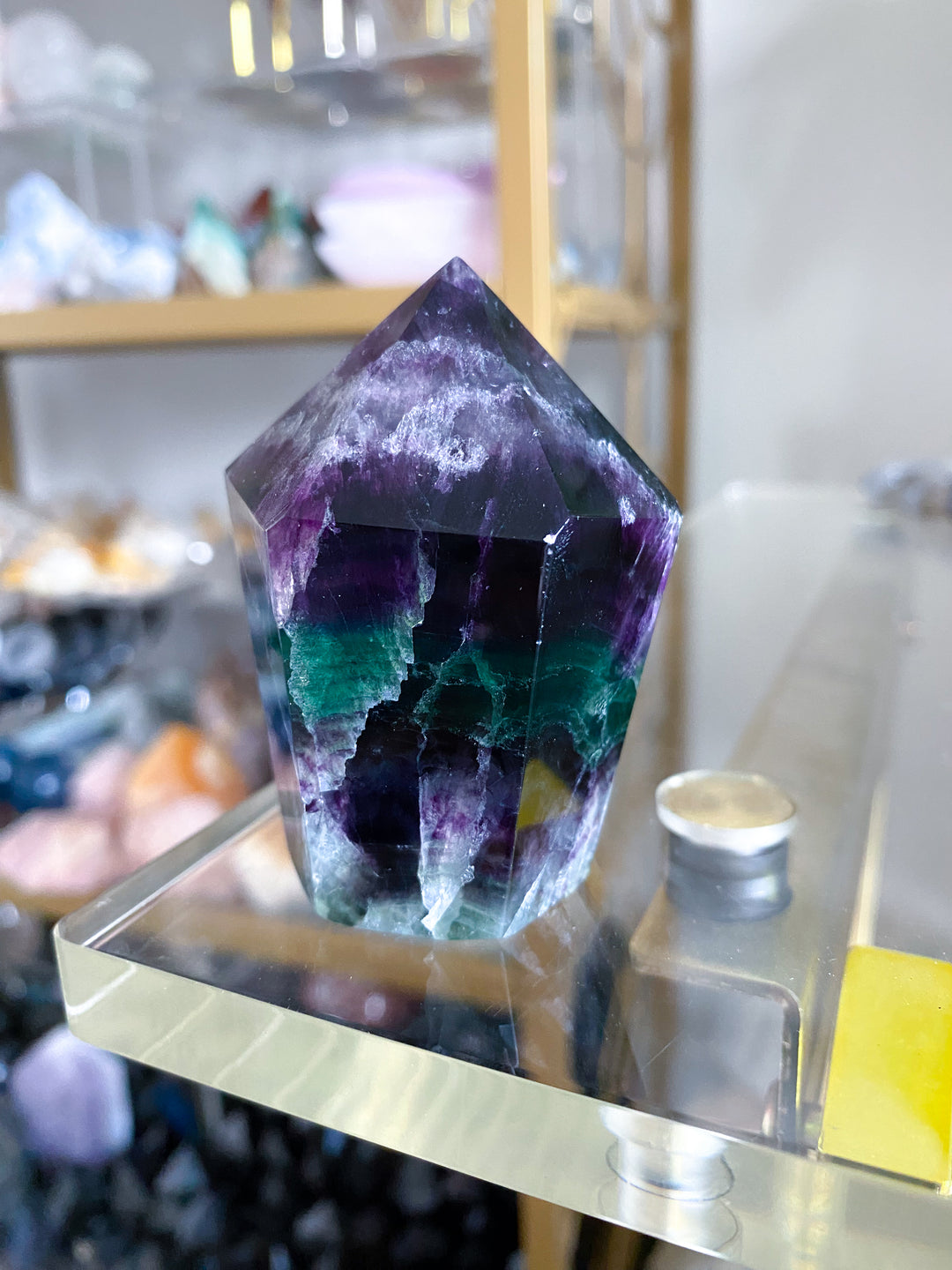 Green and Purple Fluorite Point #6