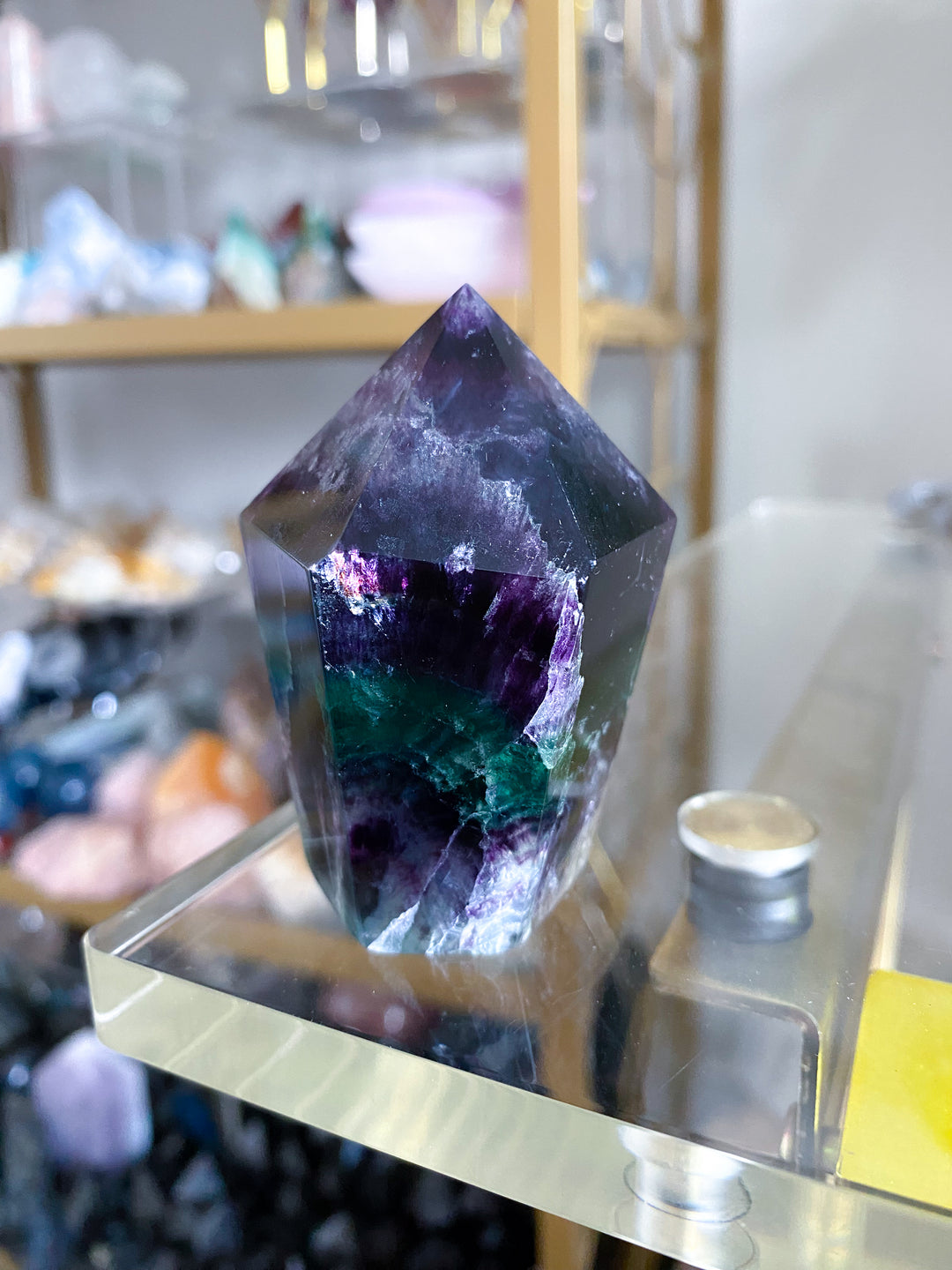 Green and Purple Fluorite Point #6