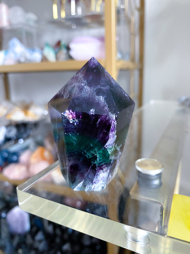 Green and Purple Fluorite Point #6