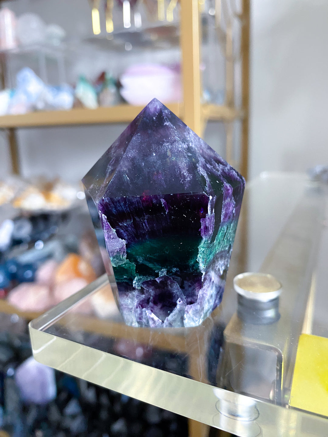 Green and Purple Fluorite Point #6