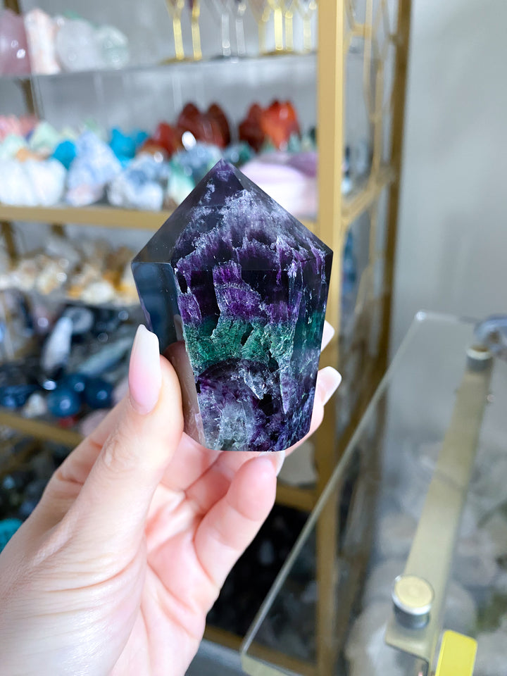 Green and Purple Fluorite Point #6