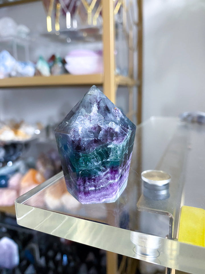 Purple, Green Fluorite Point #12