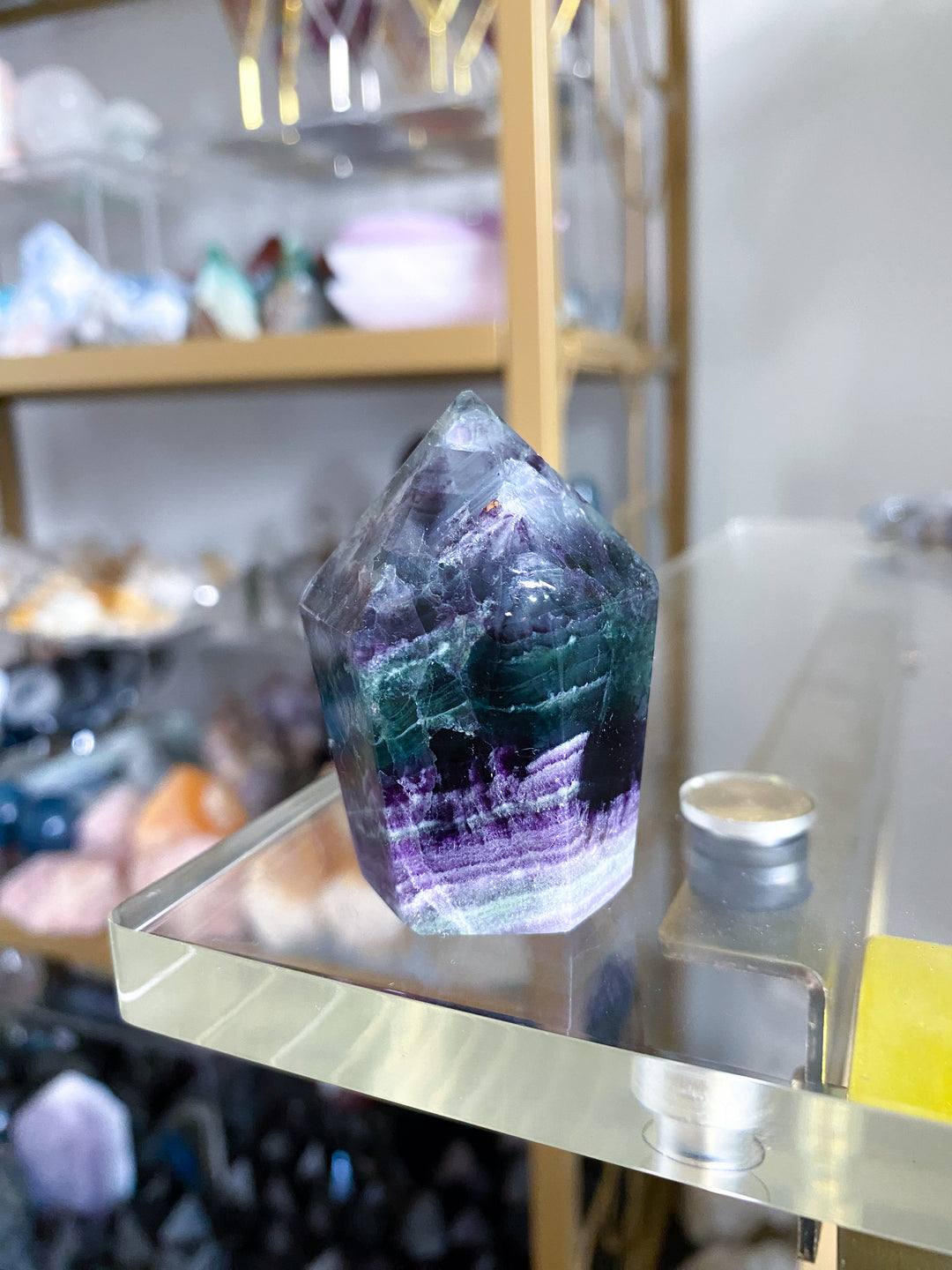 Purple, Green Fluorite Point #12