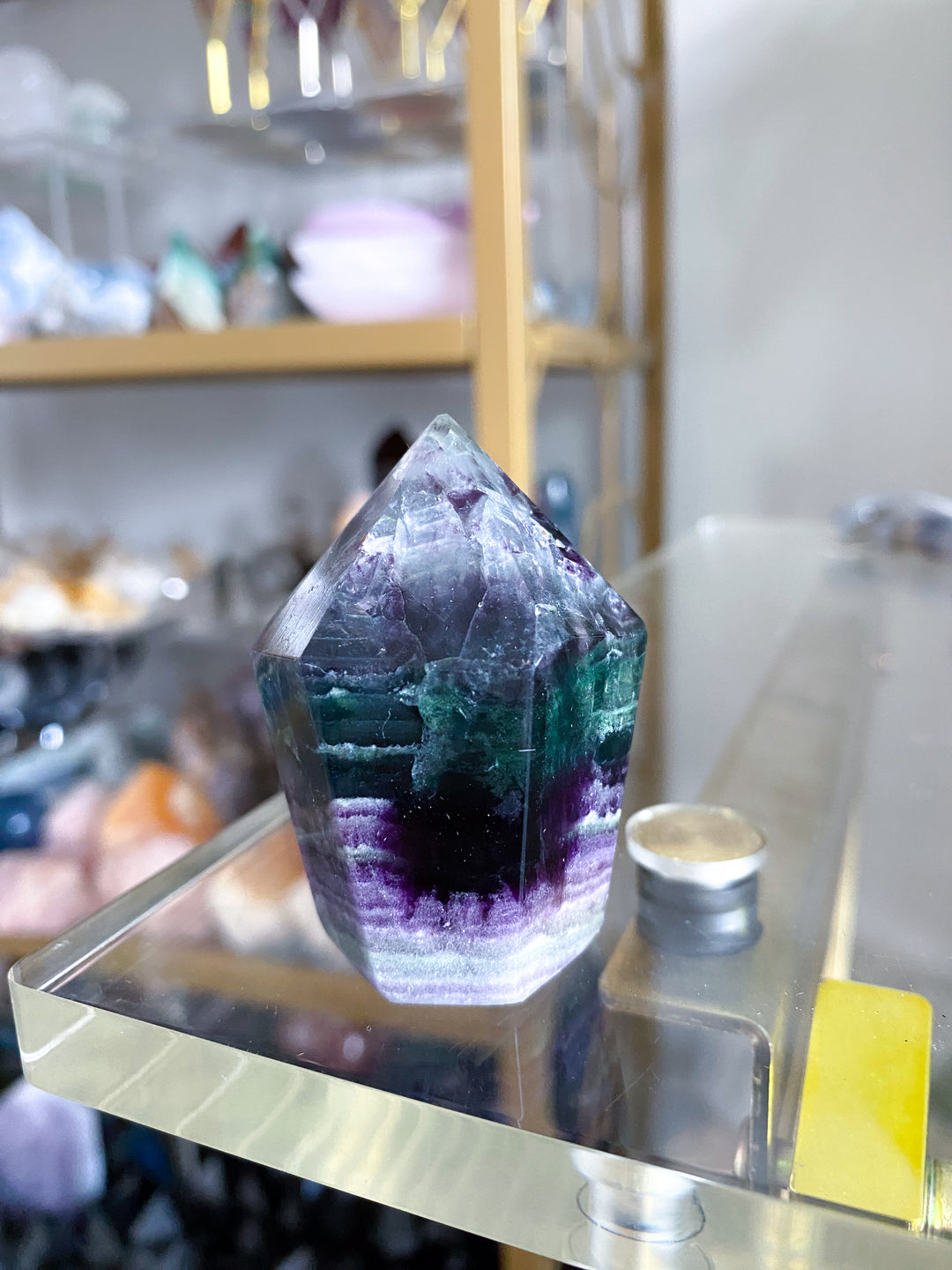 Purple, Green Fluorite Point #12