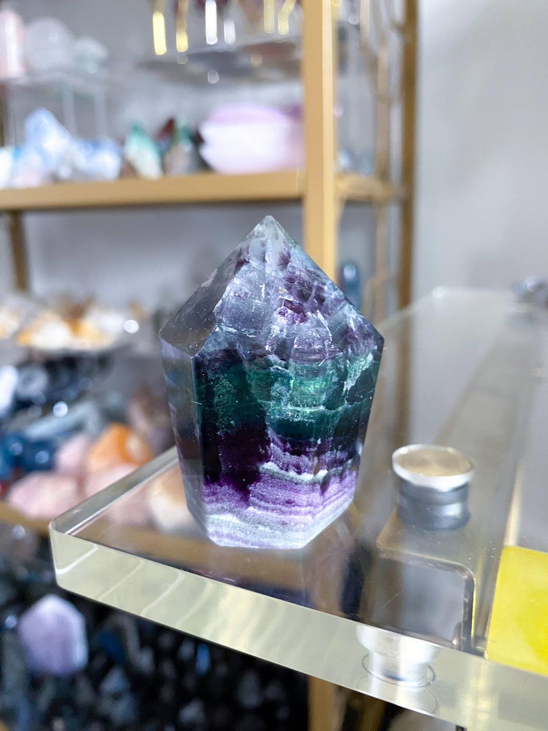 Purple, Green Fluorite Point #12
