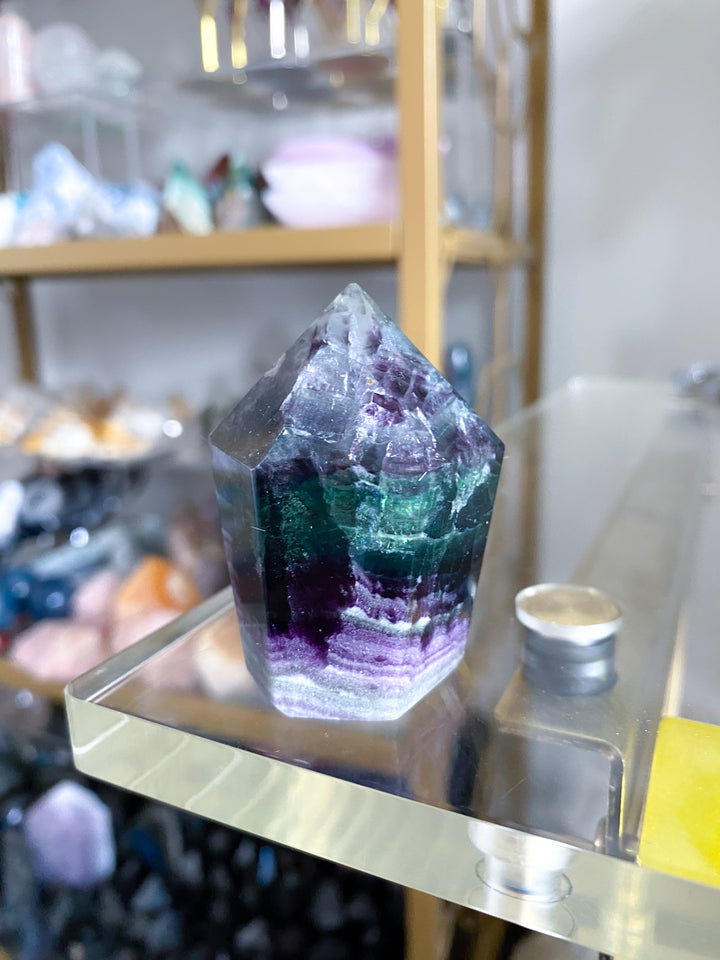 Purple, Green Fluorite Point #12