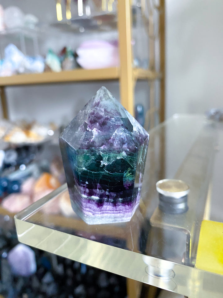 Purple, Green Fluorite Point #12