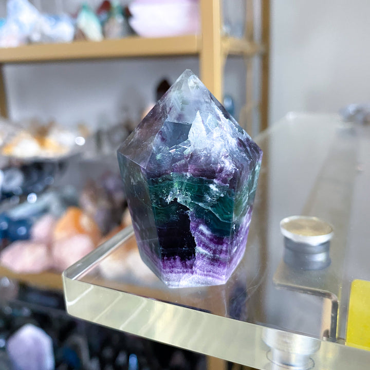 Purple, Green Fluorite Point #12