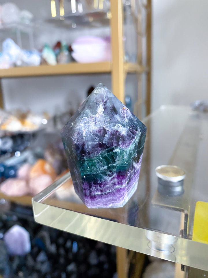 Purple, Green Fluorite Point #12