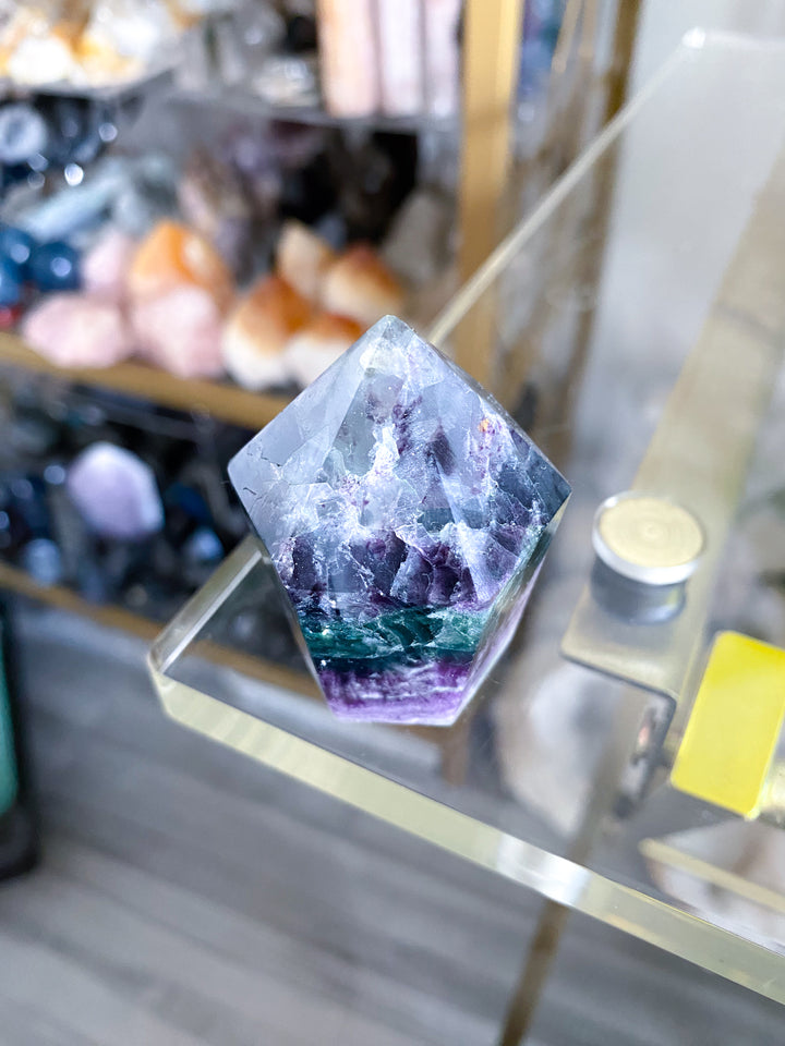 Purple, Green Fluorite Point #12