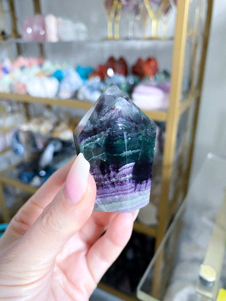 Purple, Green Fluorite Point #12