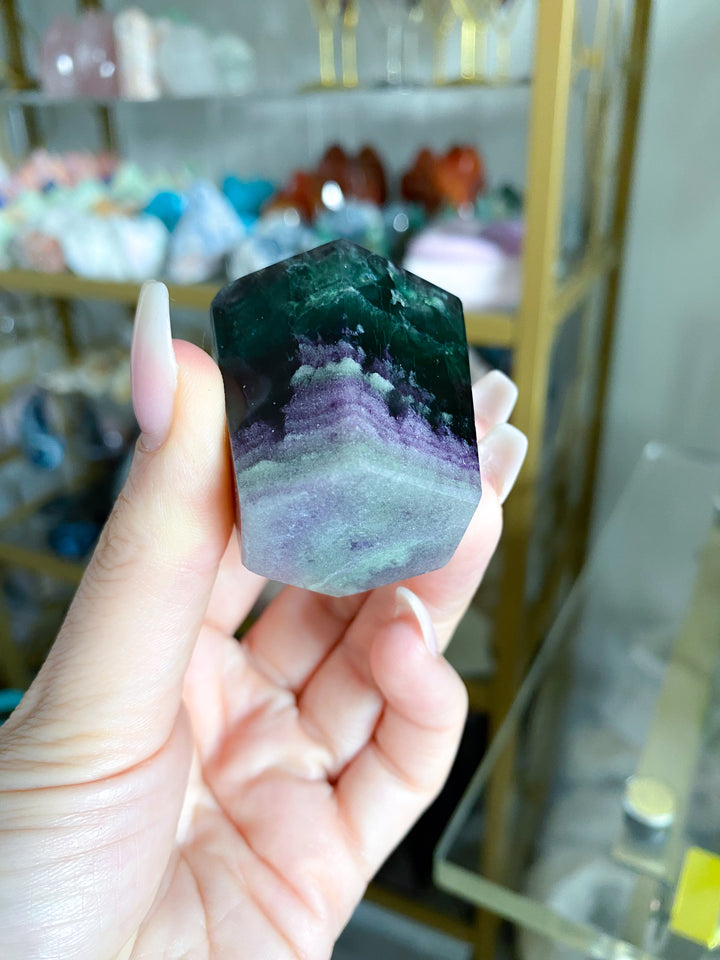 Purple, Green Fluorite Point #12