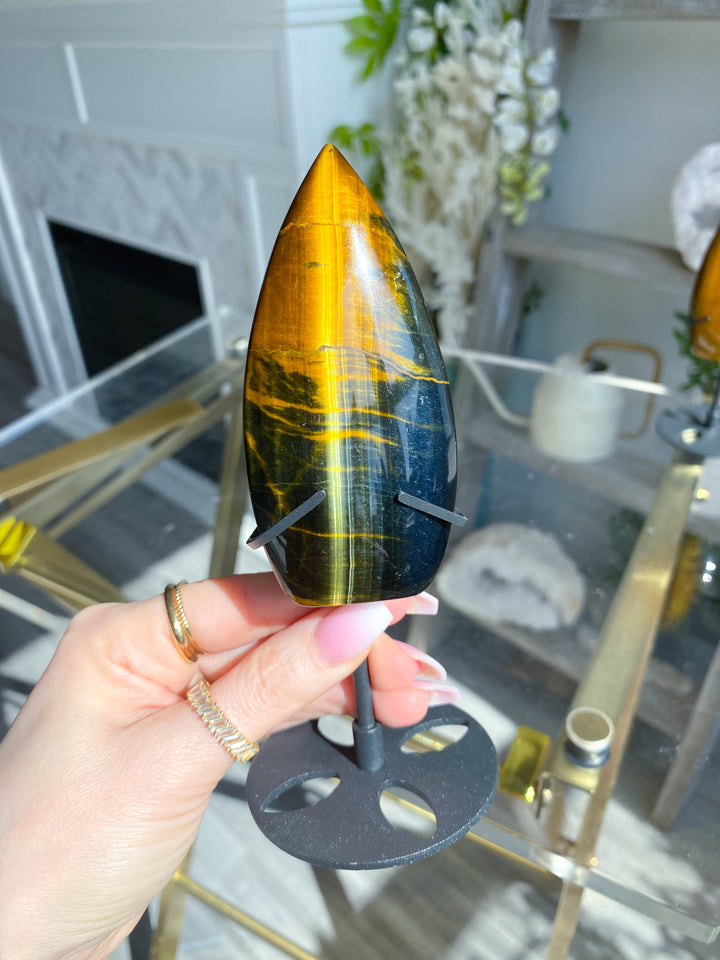 Tigers Eye Flame on Stand - Get Exact Piece