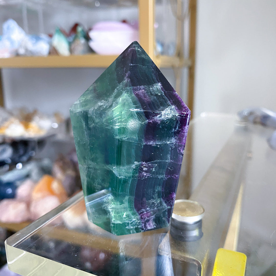 Large Purple, Green Fluorite Point #19