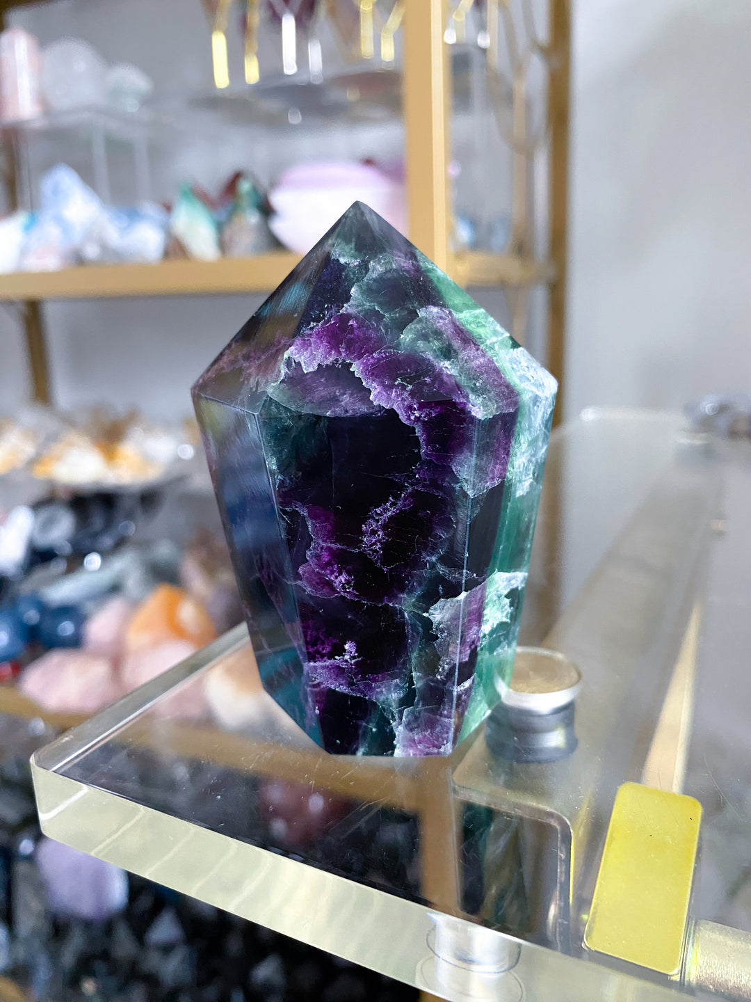 Large Purple, Green Fluorite Point #19