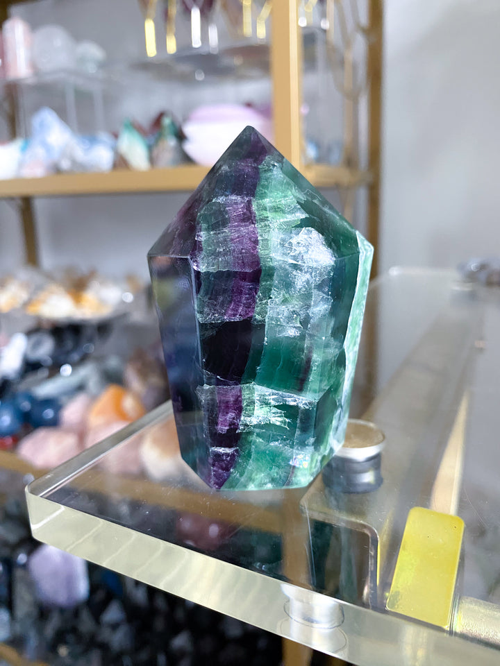 Large Purple, Green Fluorite Point #19