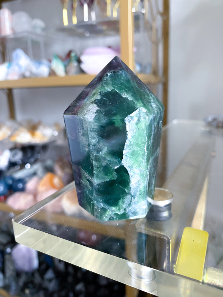 Large Purple, Green Fluorite Point #19