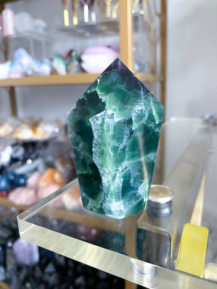 Large Purple, Green Fluorite Point #19