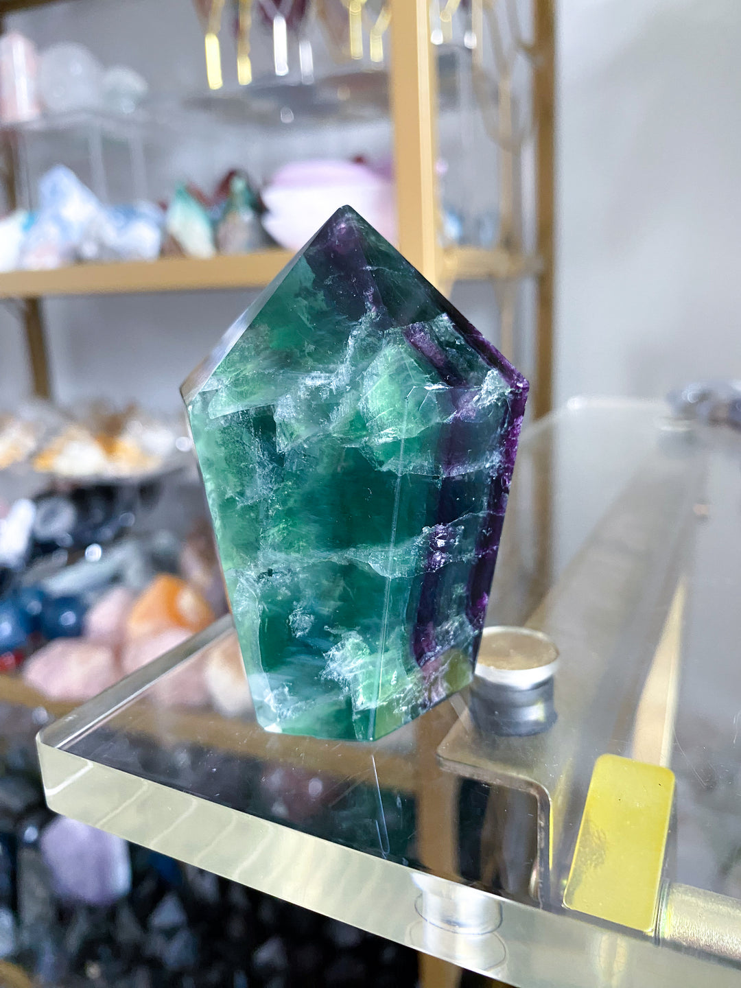 Large Purple, Green Fluorite Point #19