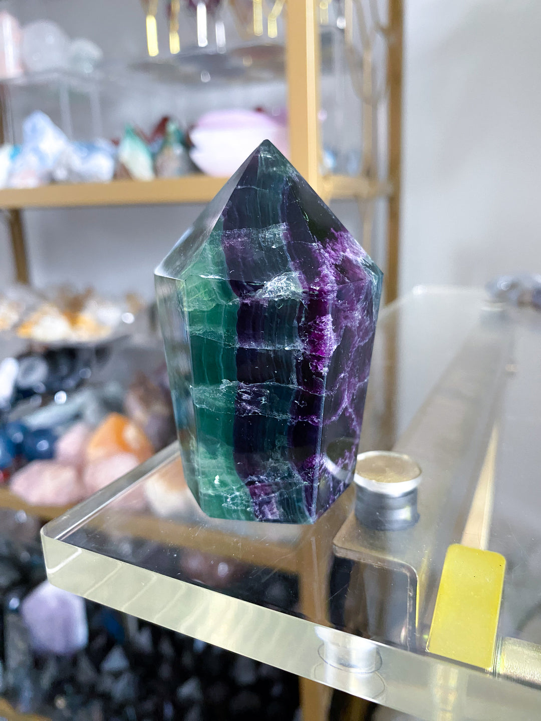 Large Purple, Green Fluorite Point #19