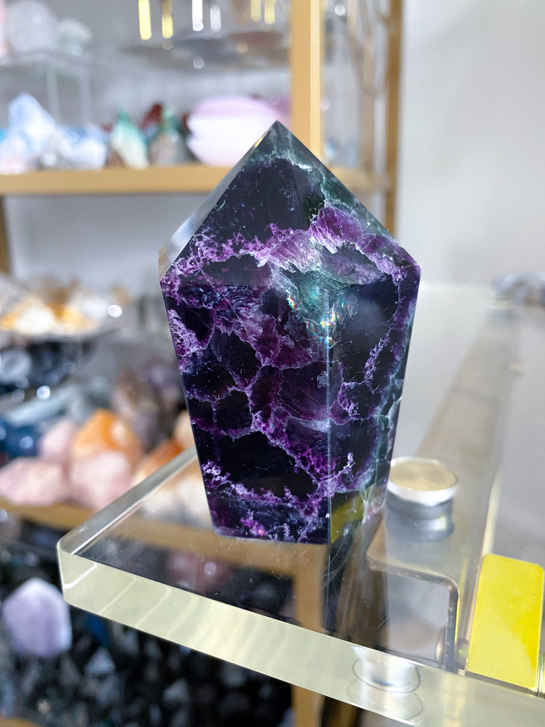 Large Purple, Green Fluorite Point #19