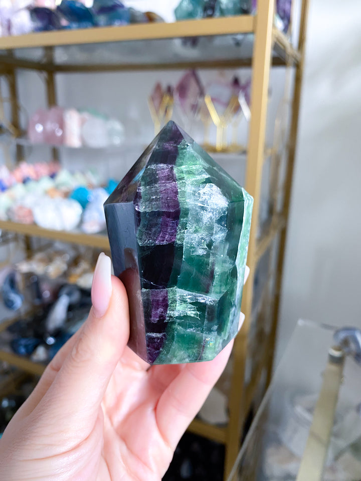 Large Purple, Green Fluorite Point #19