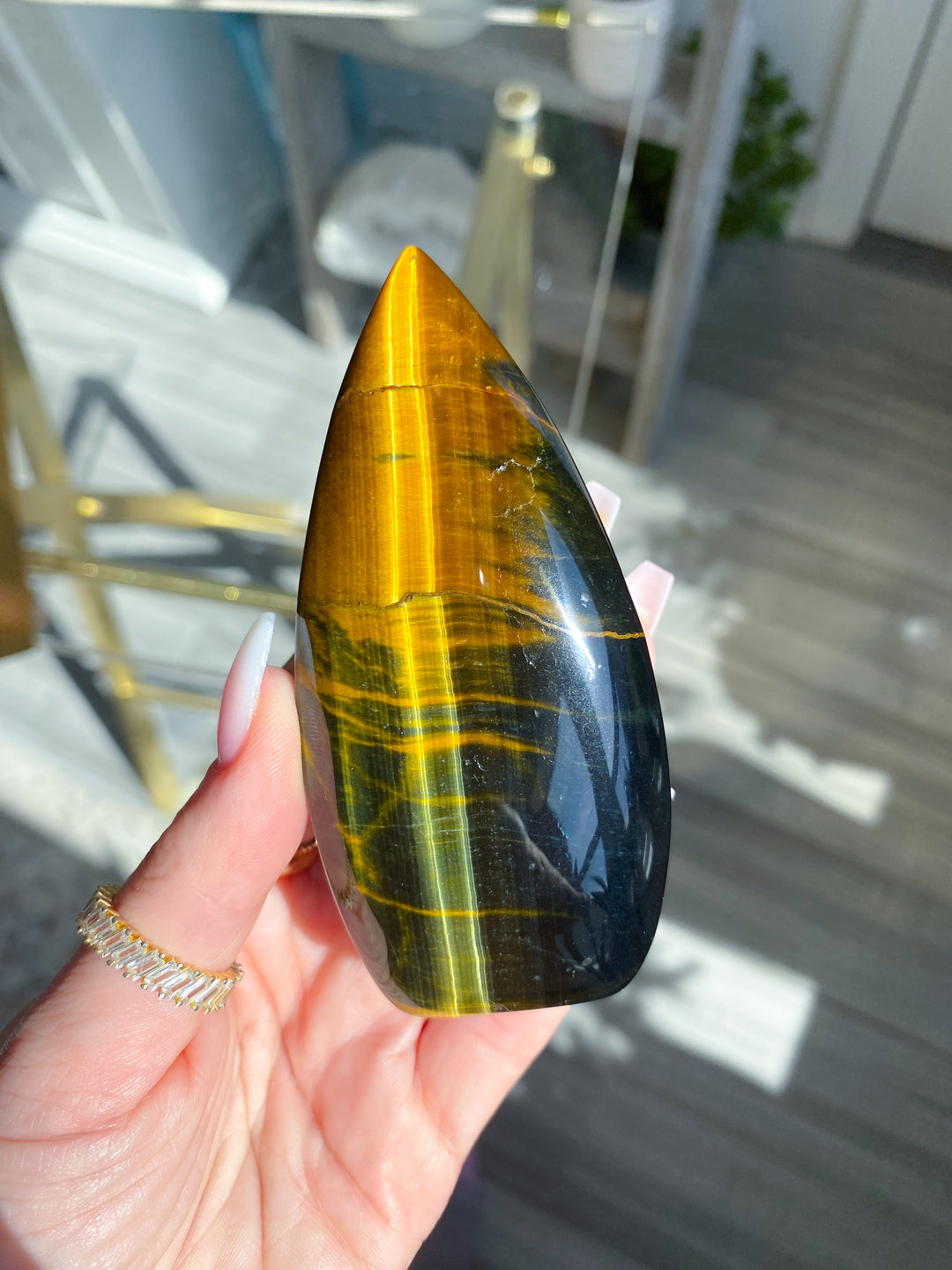 Tigers Eye Flame on Stand - Get Exact Piece