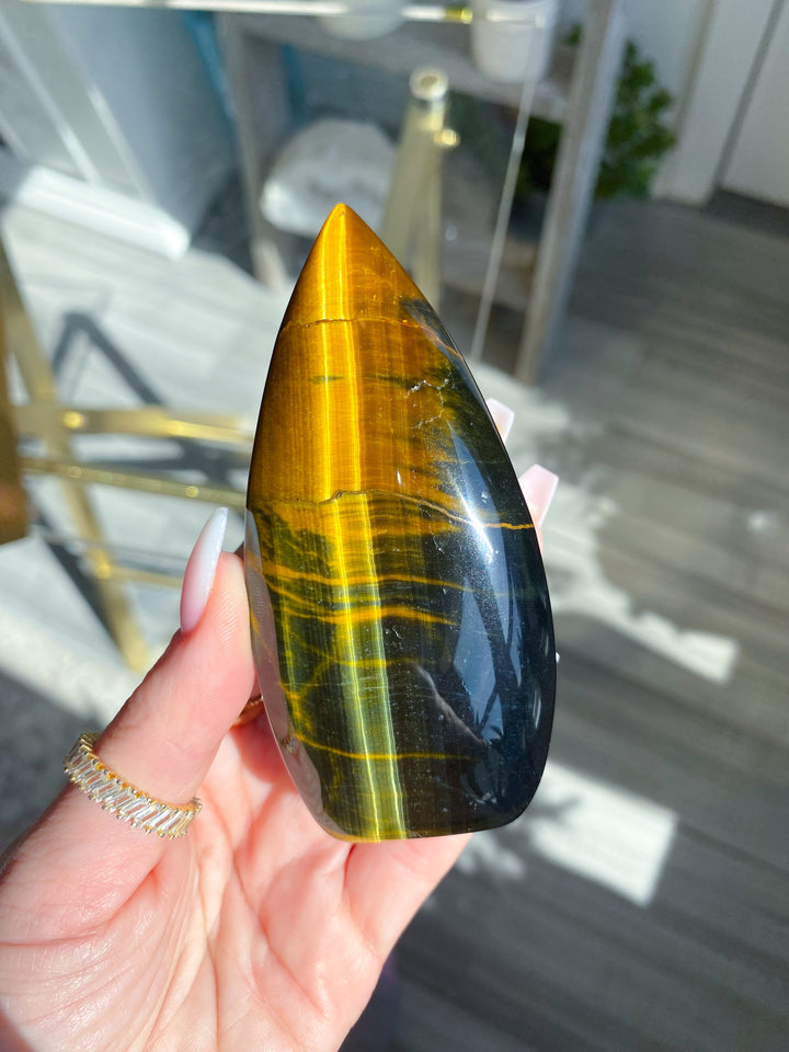 Tigers Eye Flame on Stand - Get Exact Piece