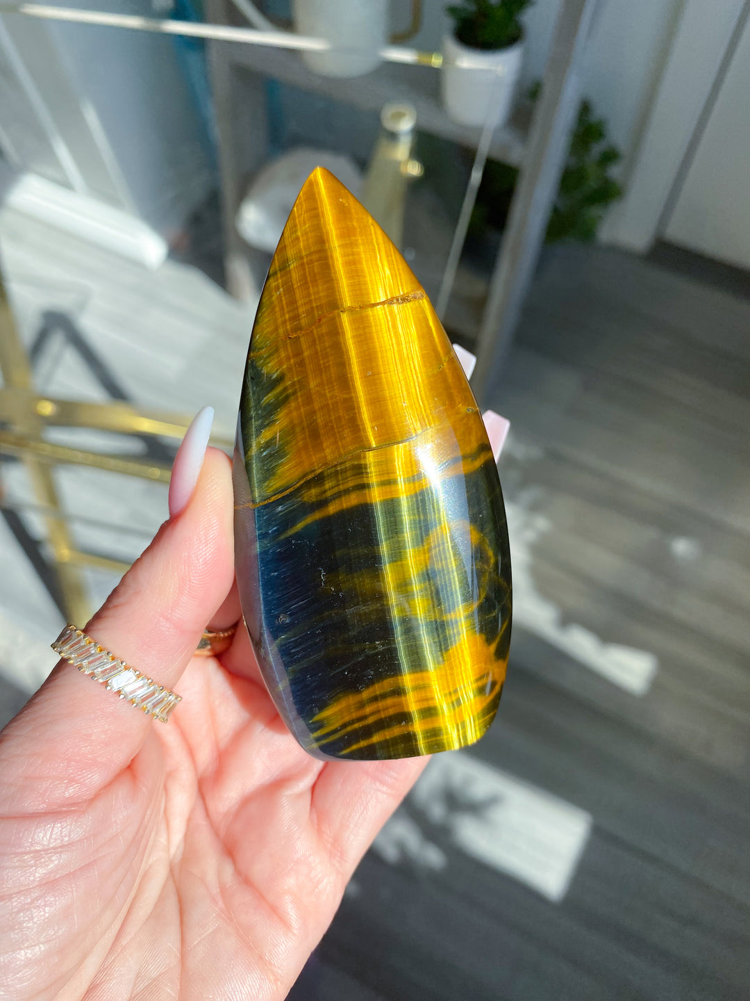 Tigers Eye Flame on Stand - Get Exact Piece