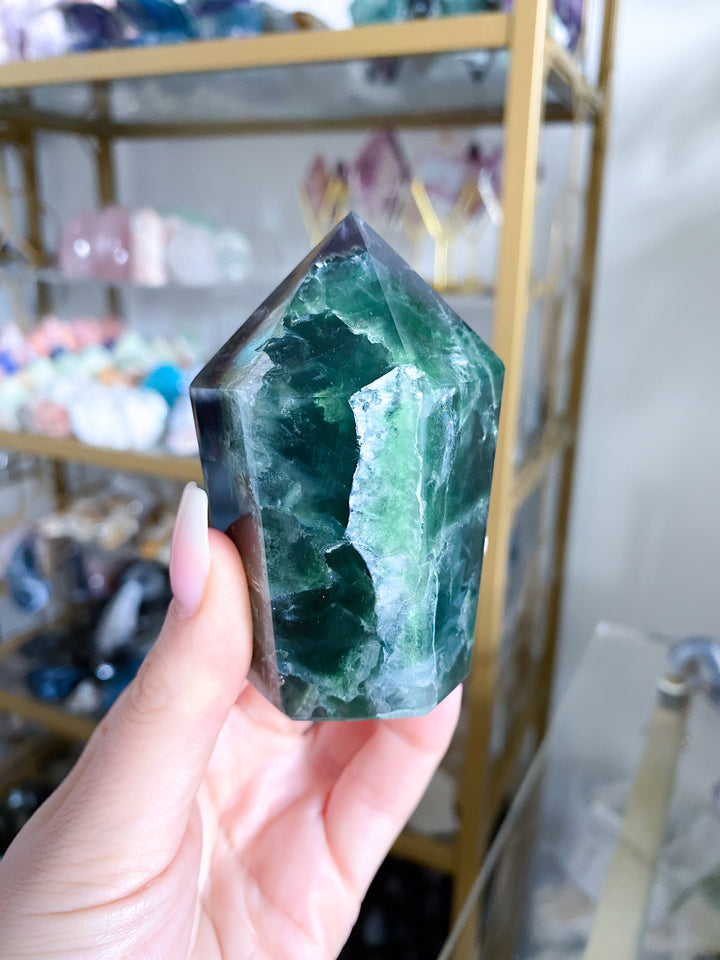 Large Purple, Green Fluorite Point #19