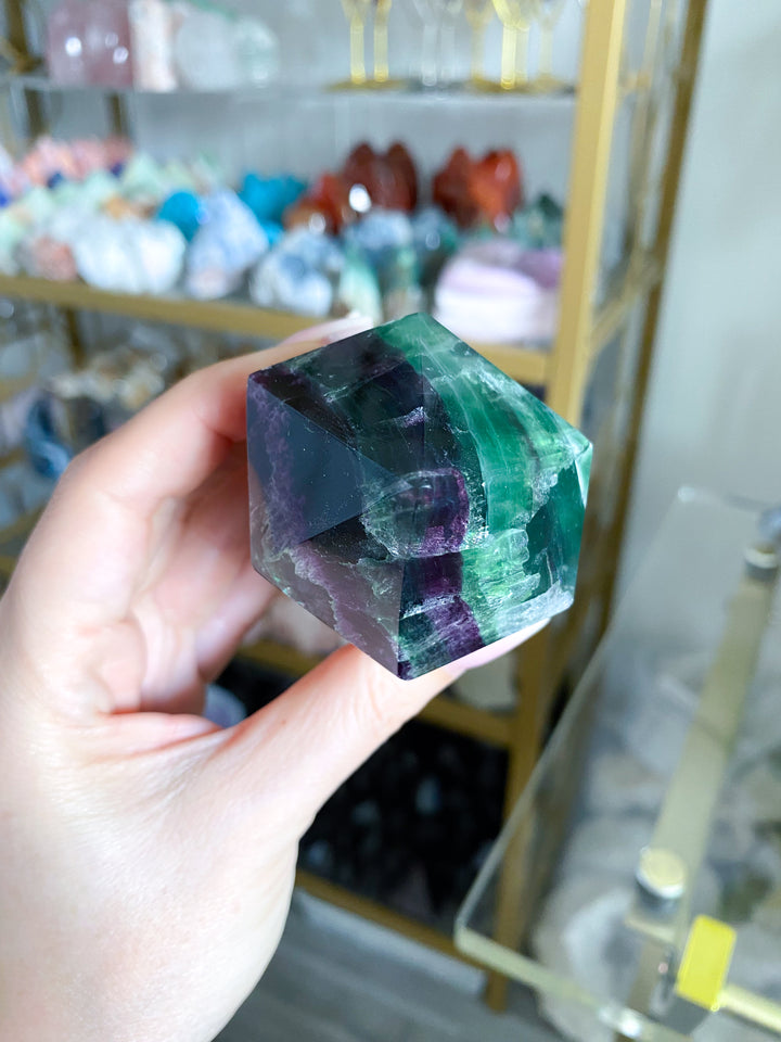 Large Purple, Green Fluorite Point #19