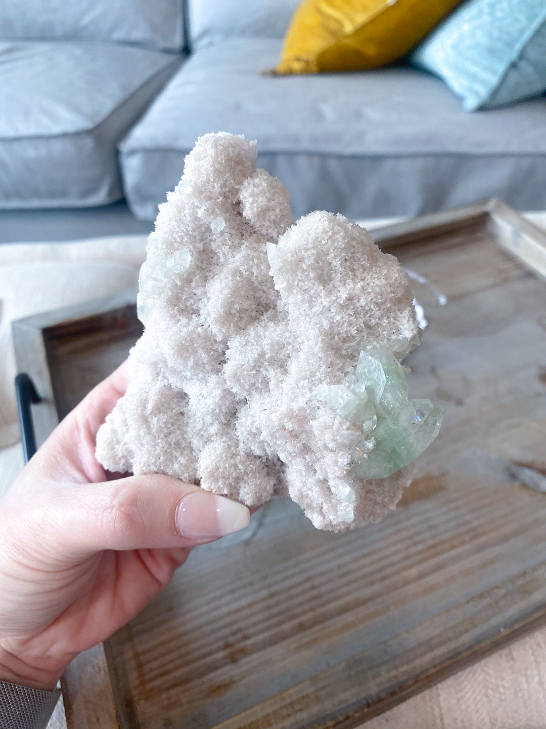White and Cubic Green Apophyllite STATEMENT Piece - Get Exact Item