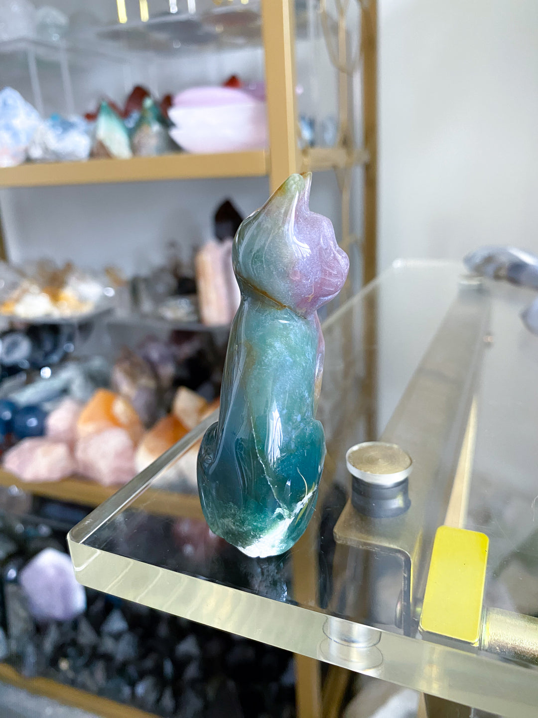 3" Ocean Jasper Cat Carving #2