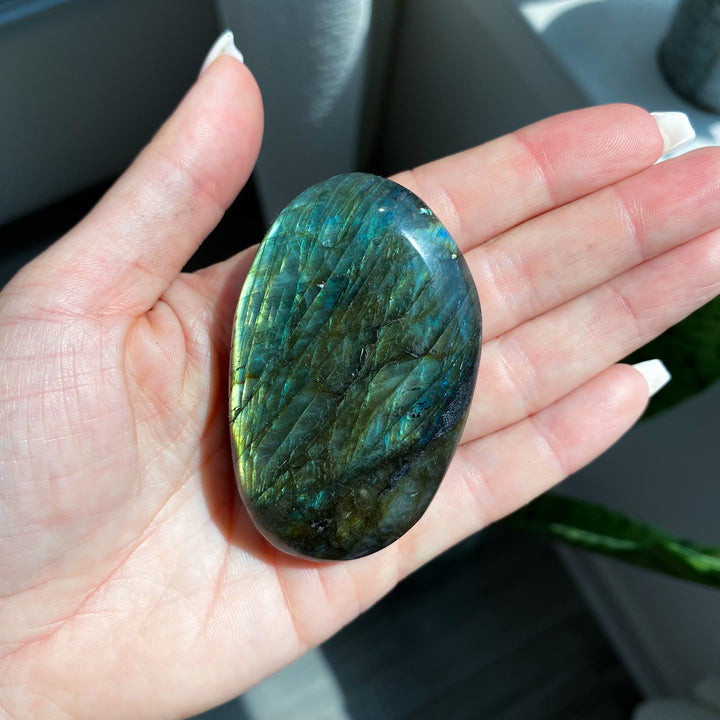 Flashy Labradorite Palm Stone 