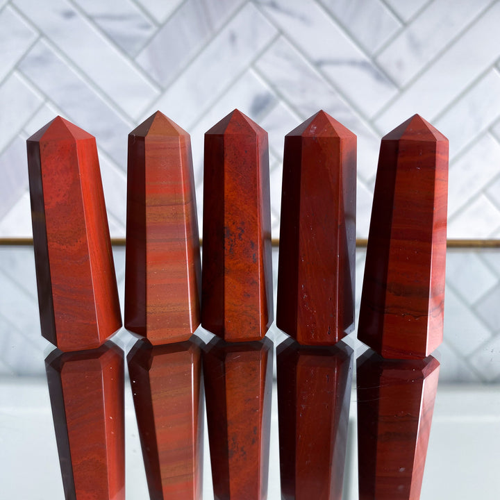 Small Red Jasper Tower - Six Sided