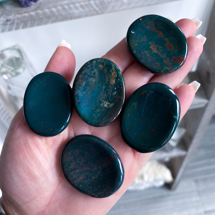 Bloodstone Jasper Worry Stone - Green Jasper