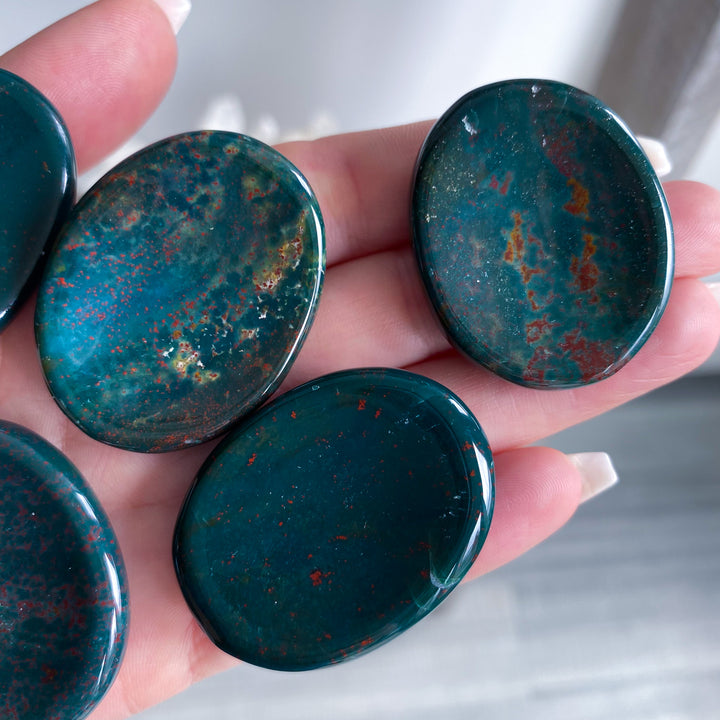 Bloodstone Jasper Worry Stone - Green Jasper