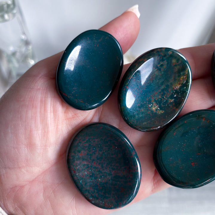 Bloodstone Jasper Worry Stone - Green Jasper