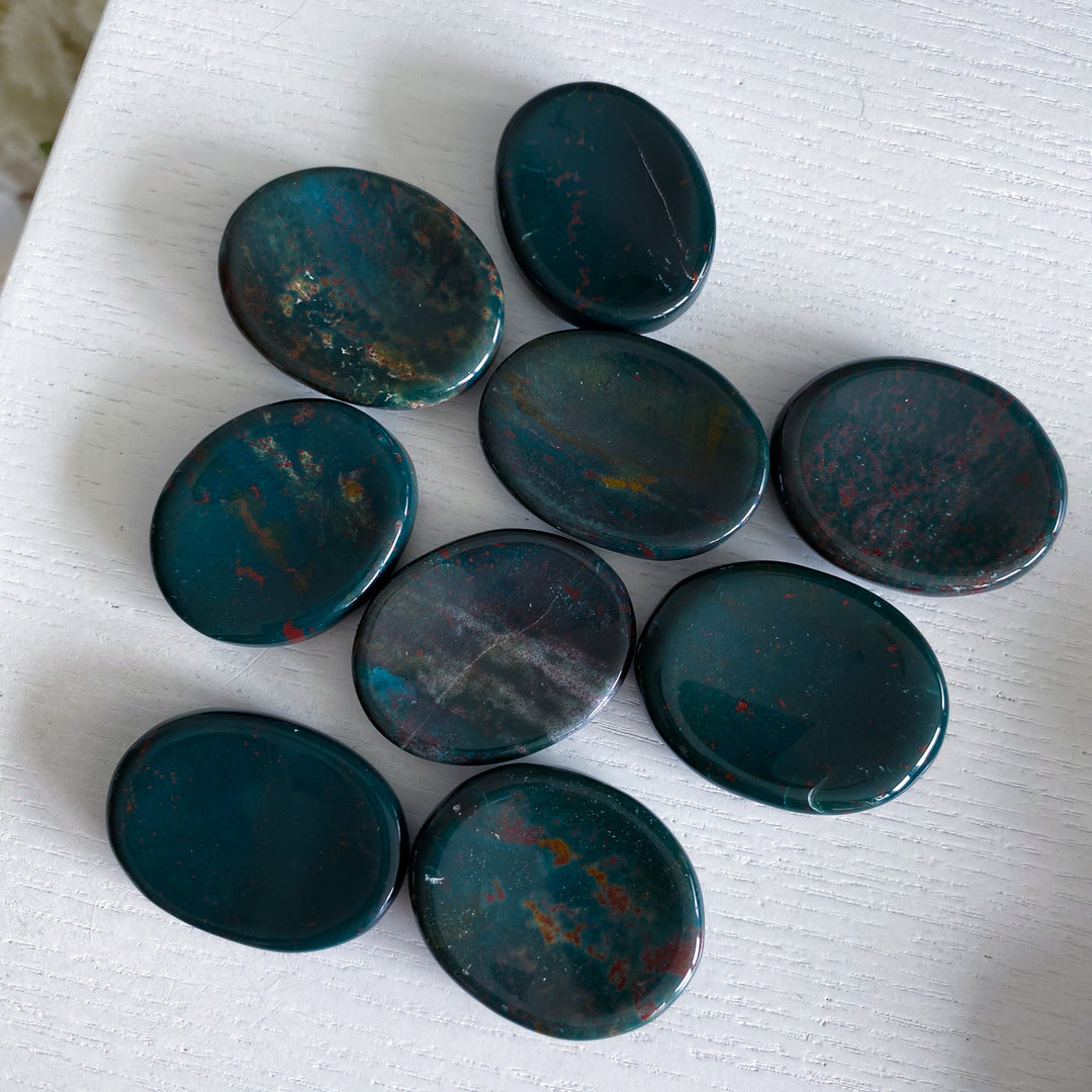 Bloodstone Jasper Worry Stone - Green Jasper