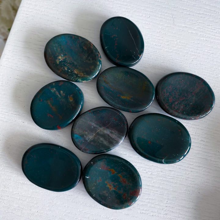 Bloodstone Jasper Worry Stone - Green Jasper