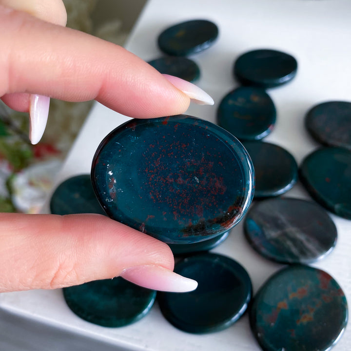 Bloodstone Jasper Worry Stone - Green Jasper