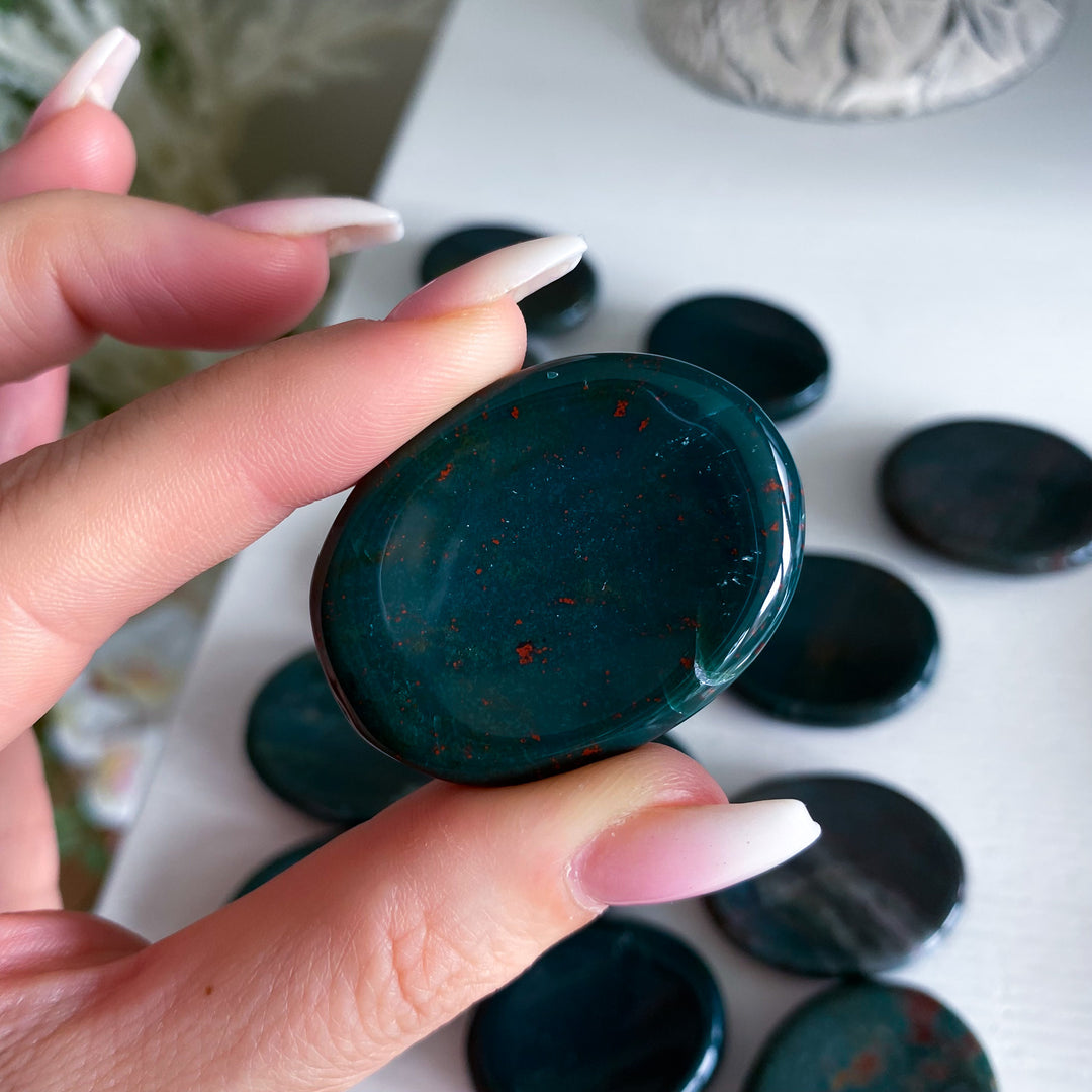 Bloodstone Jasper Worry Stone - Green Jasper