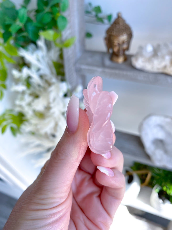 Rose Quartz Flower Carvings