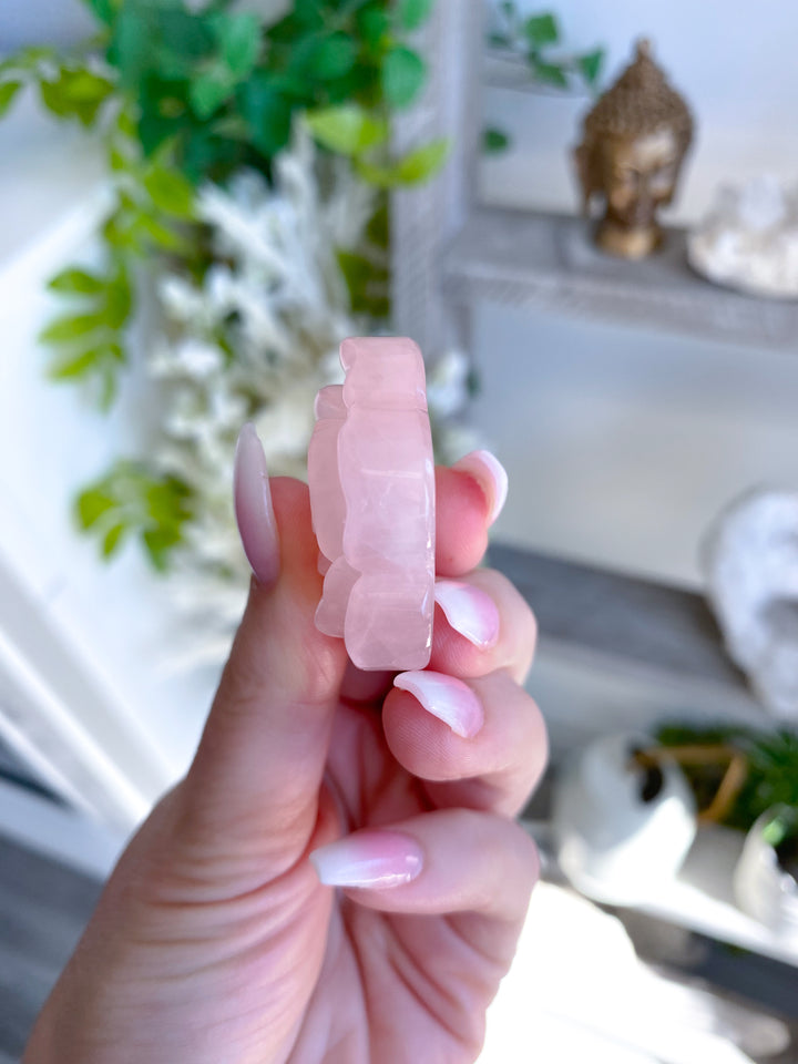 Rose Quartz Flower Carvings